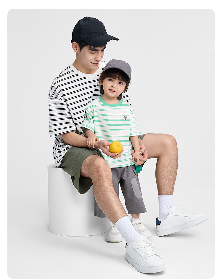 Balabala [balaOne] Kids Short Sleeve T-Shirt Boys Girls 2026 Summer Striped Quick-Dry Parent-Child 13