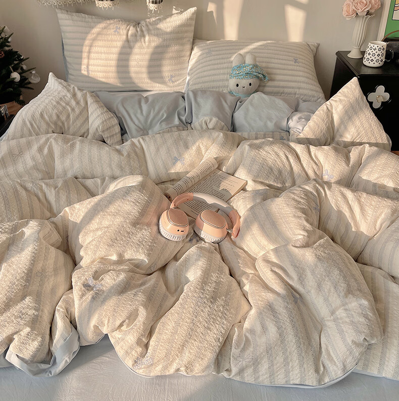 Miiow Class A Washed Cloud Cotton 4-Piece Bedding Set for 1.5/1.8m Bed, Bed Sheet and Duvet Cover 200x230cm 9