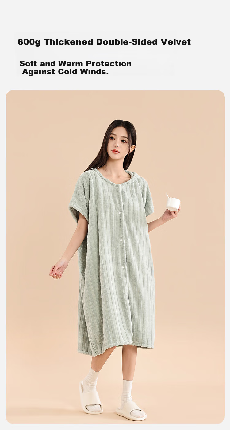 Sanli Home Hooded Bath Skirt Women Quick-Dry Water-Absorbent Lint-Resistant Towel Bathrobe Men Couples Bathrobe Sleepwear Off-White 7