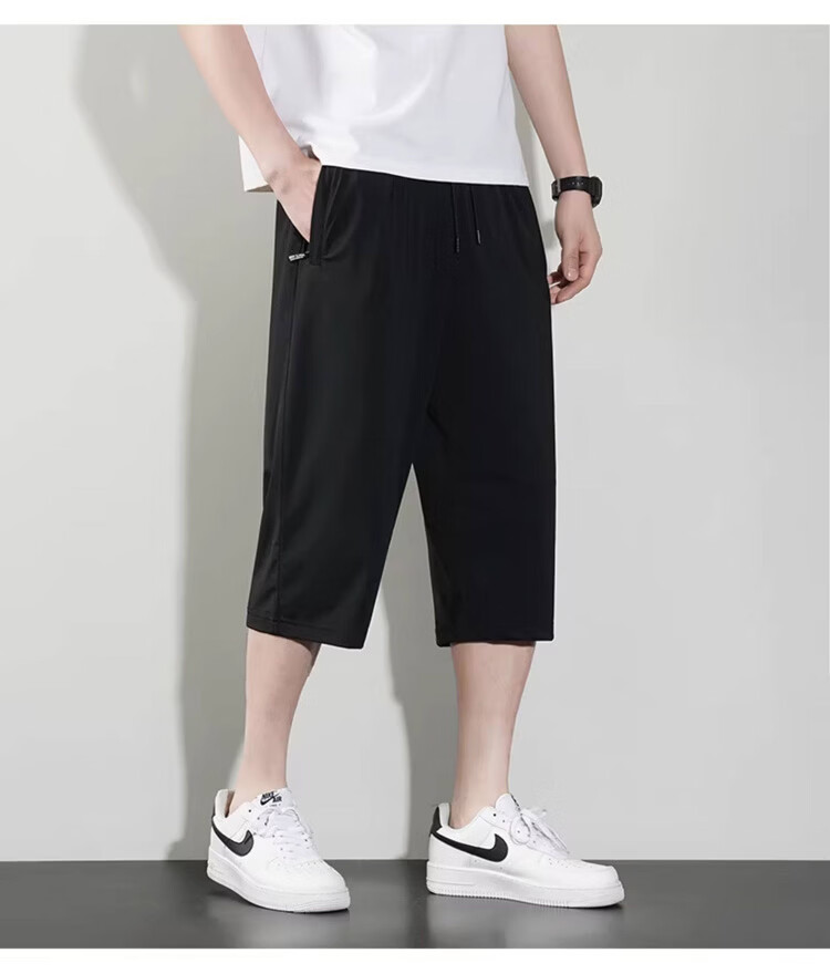 JEEP Men's Summer New Ice Silk Thin Seven-Point Casual Sports Shorts Black L 11