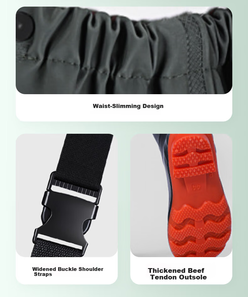 BOLOLANZHI Thickened Waterproof Overalls Rain Pants Water Shoes Full-body Waterproof Bib Pants Half-body Waders Customizable 8