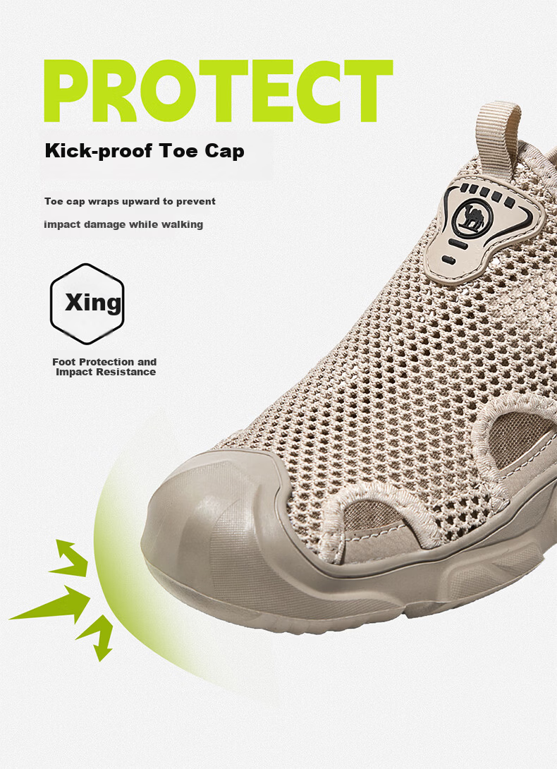 Camel Brand Outdoor Toe-Cap Sandals Breathable Quick-Dry Creek Shoes Casual Men's Shoes P16M342014 Night Black Size 42 6