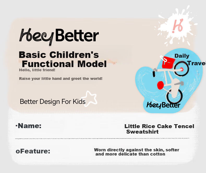 HeyBetter Kids Tencel Sweatshirt Spring Soft Stain-Resistant Versatile Top Island Blue (Blue) 160 1