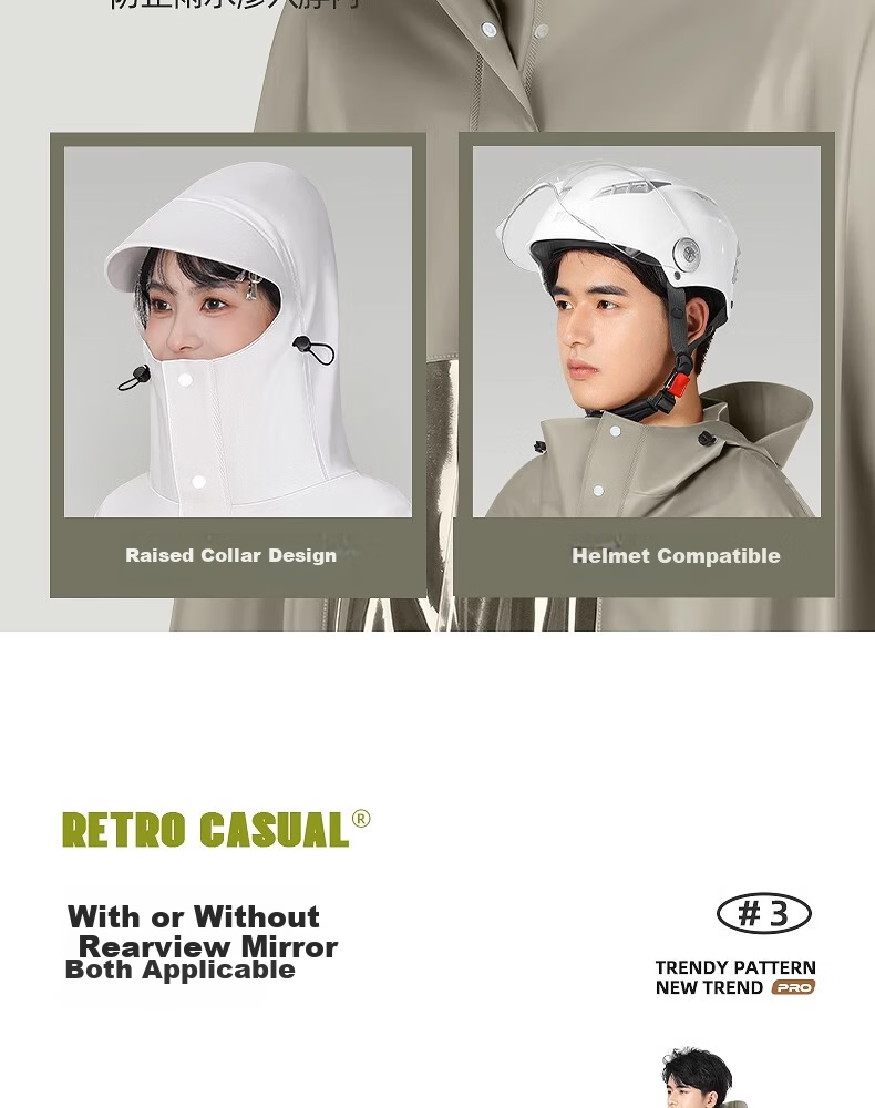 Beimei Extra Large Thickened Long Electric Vehicle Raincoat Full Body Windproof Heavy Rainproof Unisex Single Adult Battery Motorcycle Rain Poncho 5
