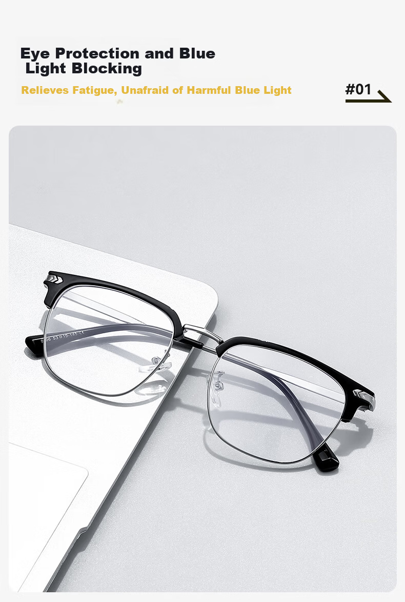 40,000km Ultra-Light Titanium Semi-Rimmed Prescription Glasses Frame for Men, Compatible with Prescription Lenses, Professional Online Customization, Blue Light Blocking Eyewear Frame 5