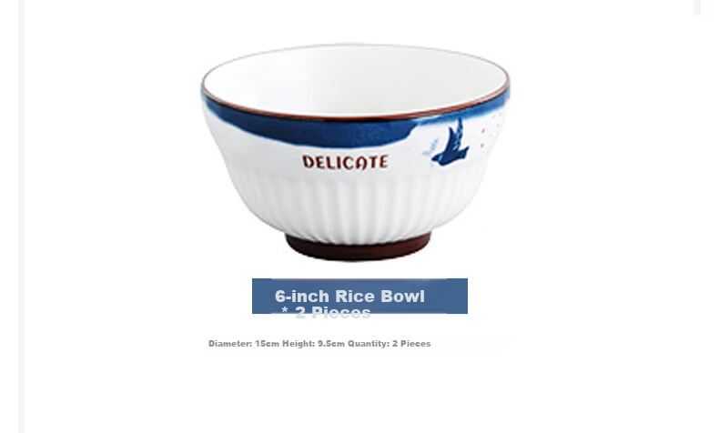 Chuanqi Ceramic Tableware 6-inch Set of 4 Douli Bowls Noodle Bowls Rice Bowls Soup Bowls New White Ceramic 4