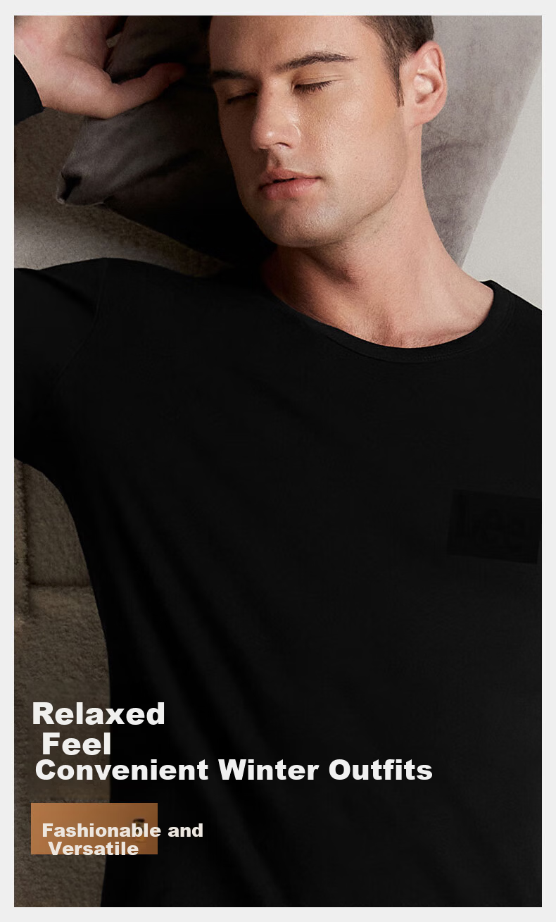 Lee Men's New Warm Set Pure Cotton Autumn Winter Thermal Underwear Windproof Base Layer Soft Heat-Retaining Innerwear 9