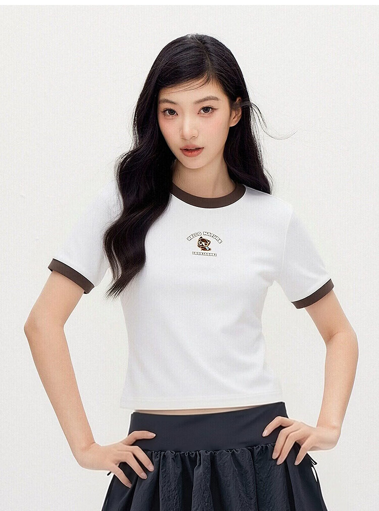 Semir Cooling T-Shirt | Luo Xiaohei Short Sleeve T-Shirt for Women Summer Short Color-Block Slim Fit Shoulder 2026 Top 109326100015 6