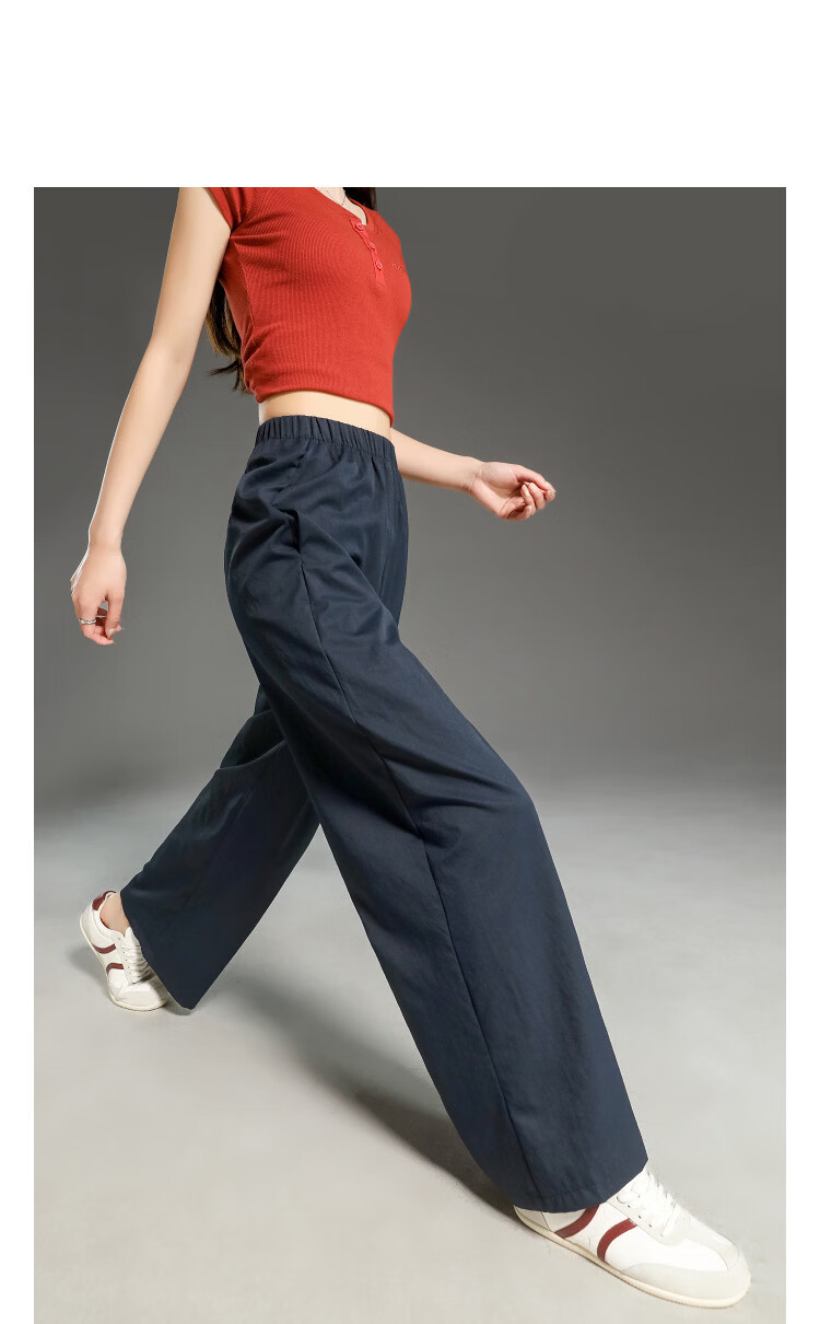 Demana [Lazy Commuter] Spring Simple Style Elastic Waist Straight Loose Slim Casual Pants for Women High-End Feel 11