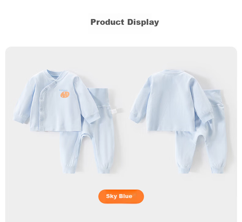 Huanxixiaoxiong Baby Spring and Autumn Two-Piece Set Infant Pure Cotton High-Waist Belly Protection Seamless Children's Autumn Clothes and Pants 32
