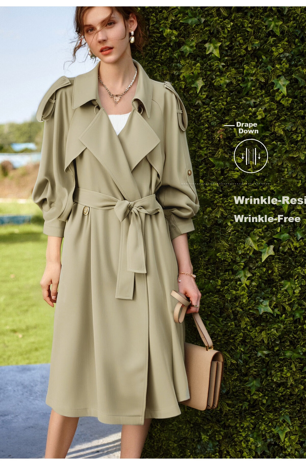 Olrain Eurielle French Style Trench Coat Autumn Women's Commuting Mid-Length Coat Coffee Color (Second Batch) S 10
