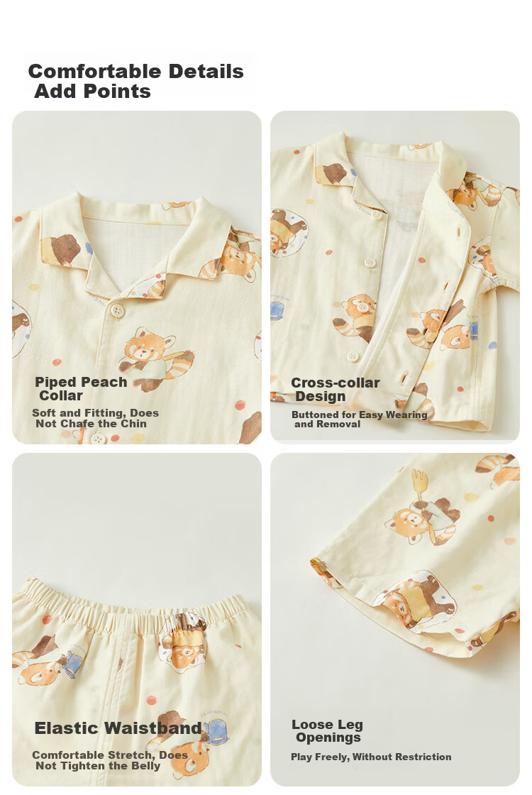 Weishi Muni [Silk] Baby Toddler Short Sleeve Short Pants Set Summer Thin Two-Piece Outfit for Kids 15