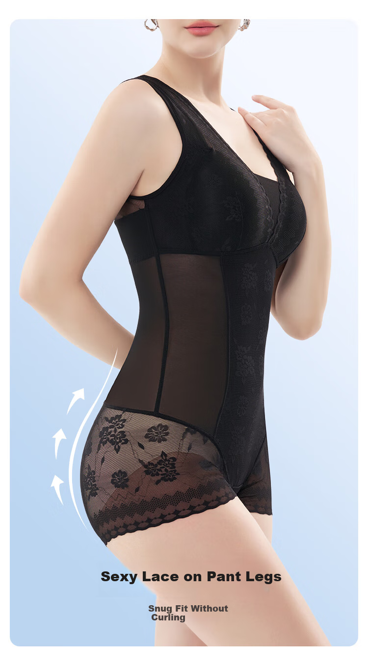 GRACEWELL One-Piece Shapewear Bodysuit Summer Thin Abdomen Control Hip Lift Strong Waist Shaping Slimming Body Shaper Bra-Free 2X 15