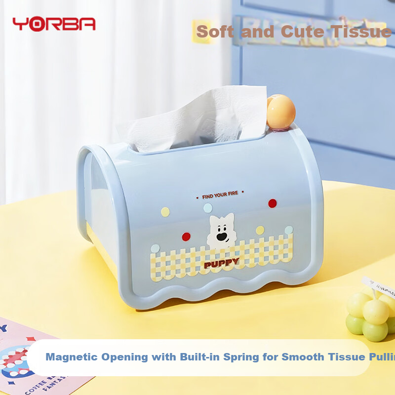 UBILI Creative Tissue Box with Spring, High-End Stylish Napkin Holder for Living Room Desktop Decoration, Model 7084 Blue