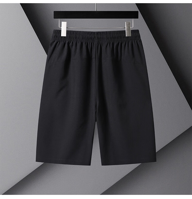 ROMON Men's Ice Silk Shorts Summer Breathable Thin Quick-Dry Stretch Loose Casual Five-Point Mid-Length Pants 2309 Black L 17