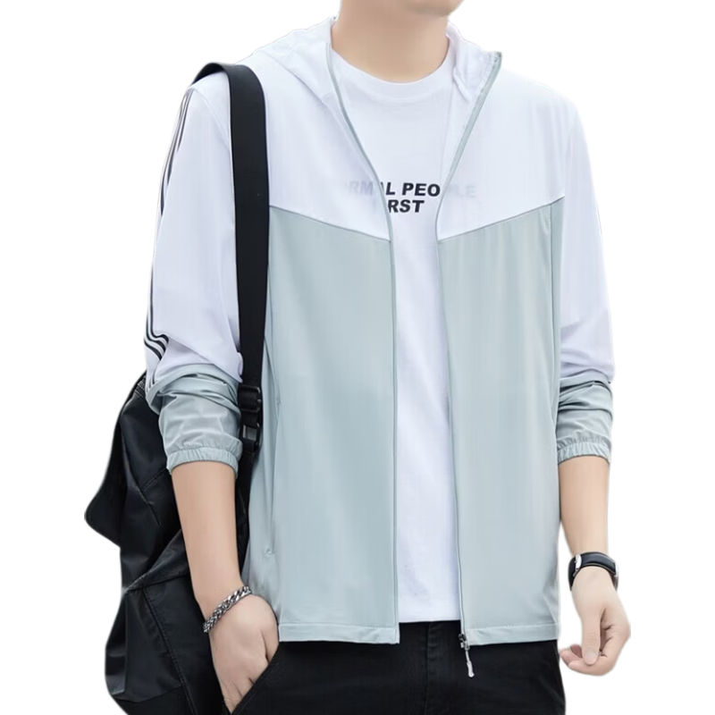 ROMON Men's Summer Ice Silk Breathable Casual Outdoor UV Protection Fishing Quick-Dry Jacket 1226 Dark Blue 4X