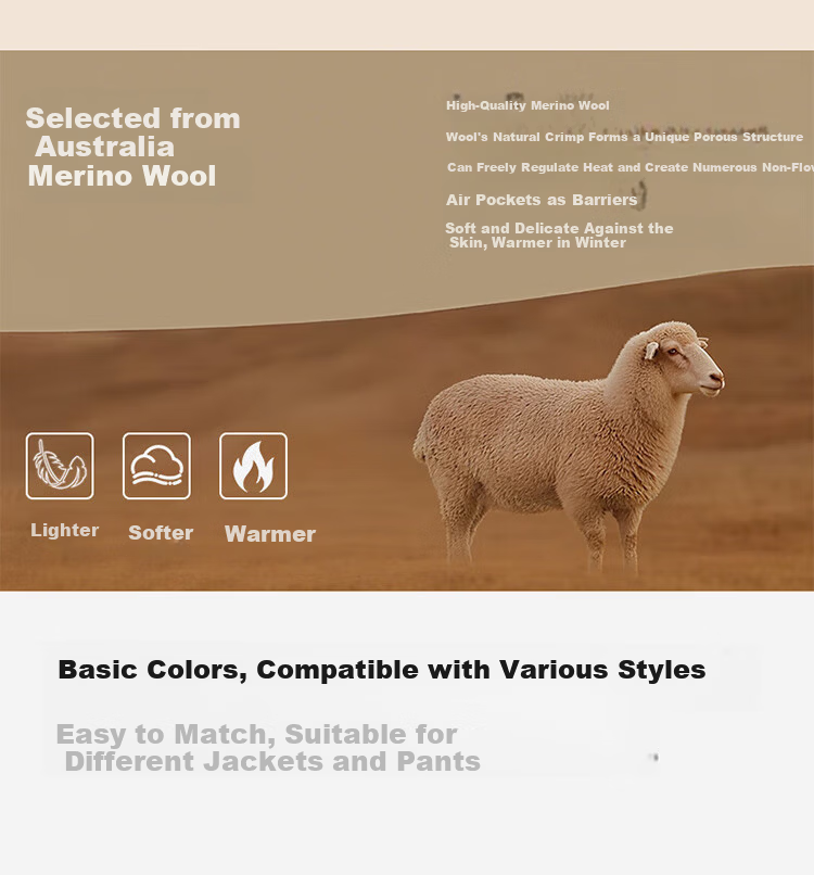 MiiOW Women's Wool Mid-Neck Base Shirt 2025 Autumn Winter Solid Color Slim Fit Long Sleeve Top 6