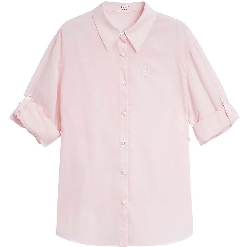 INMAN [Linen Tencel] Mint Short Sleeve Commuter Shirt 2026 Summer Top Glacier Pink - 18627629 M
