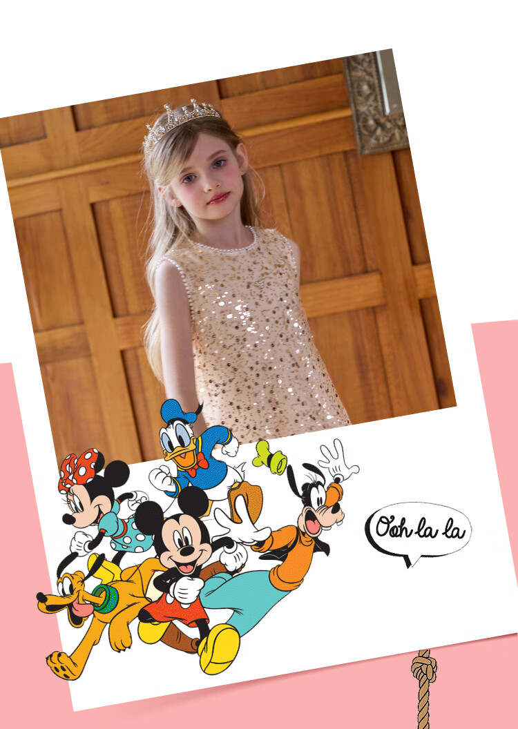 Disney Girls' Dress Children's Birthday Princess Tulle Dress Party Dress 2026 Summer New Girls' Sleeveless Dress 6