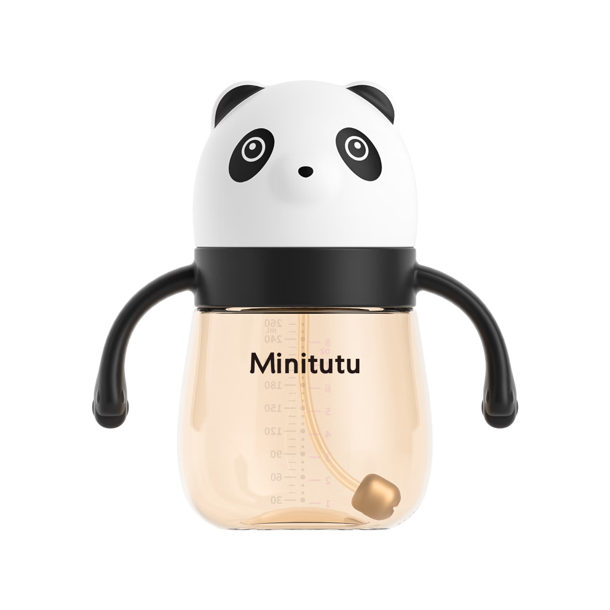 MINITUTU Baby Flip-top Anti-Colic Bottle 330ml PPSU Brown for 9-Month-Old Baby Simulated Breast Milk