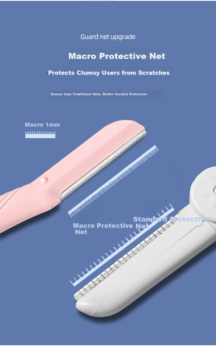 UPLUS Eyebrow Razor with Imported Stainless Steel Blades, 4 Pieces, White + Pink 4