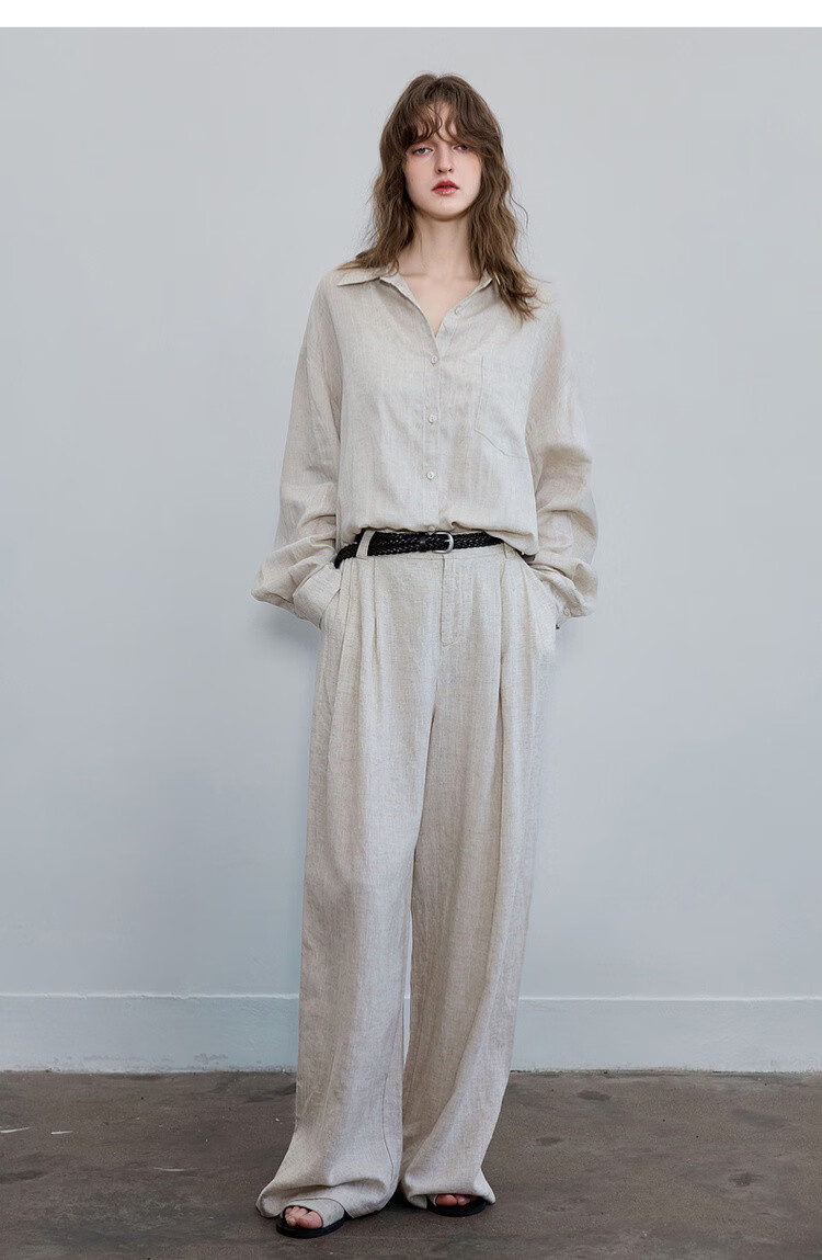 Demana Oxygen 100 Linen Spring Minimalist 3D Pleated Loose Wide-Leg Slimming Casual Pants for Women Premium Feel 17