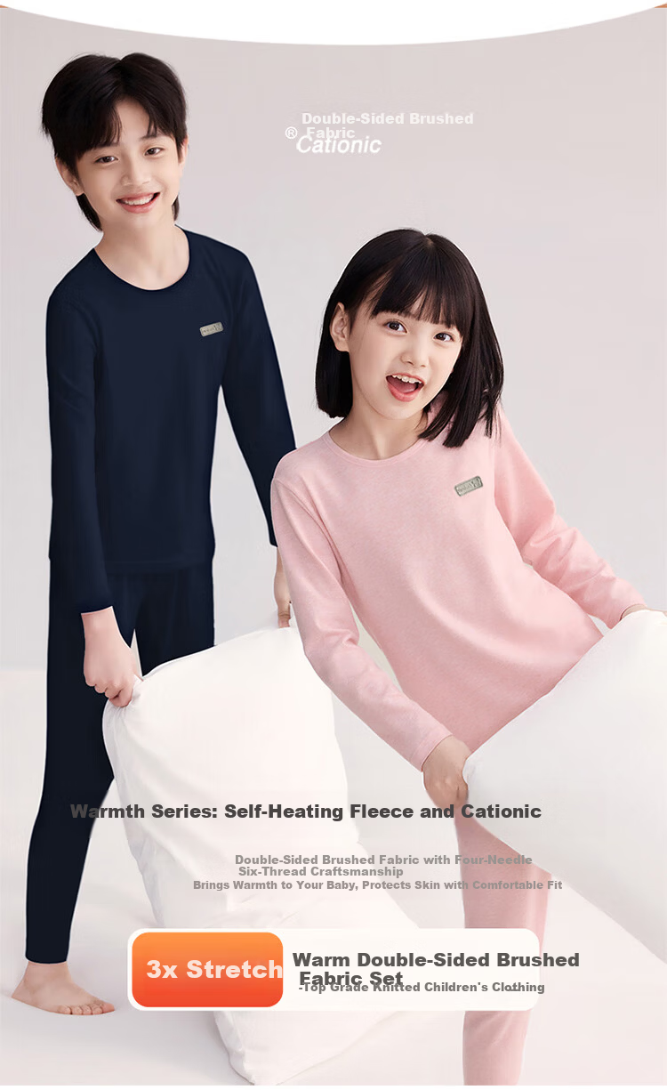 Langsha Children's Thermal Underwear Set Warm Fleece Autumn Shirt and Pants Girls Winter Fleece Boys Spring and Autumn Set 5