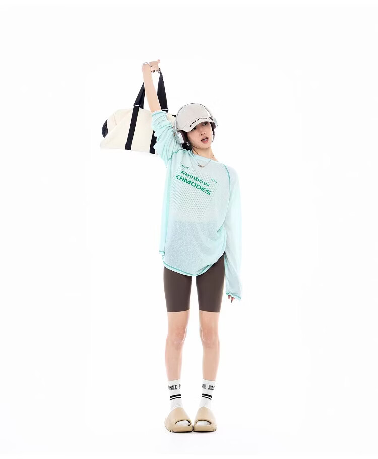 ICH MODE Lyocell Hassu Thread Long Sleeve T-Shirt Physical Sun Protection Cover-Up Women Summer Cooling Loose Top Pink M 21