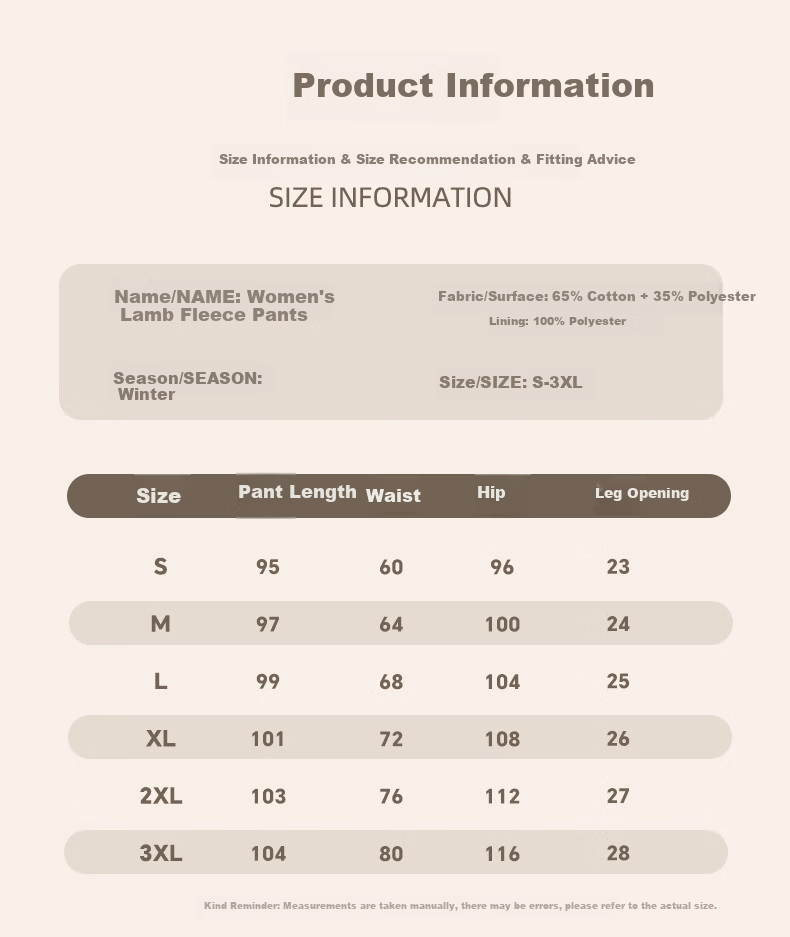 Baleno Ultra Thick Warm Sherpa Fleece Pants for Women, Fleece-Lined, Thickened Winter 2025 New Autumn and Winter Casual Versatile Cotton Pants 5