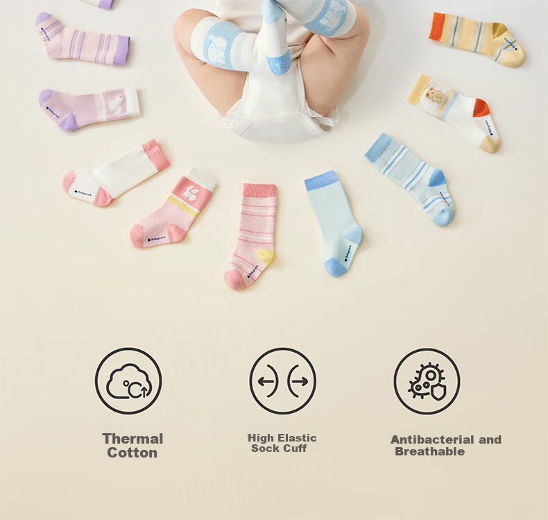 Babycare Children's Socks Autumn Winter Thickened Cotton Floor Socks Baby Socks Newborn Socks Brown Bear Dream 3 Pairs S 2