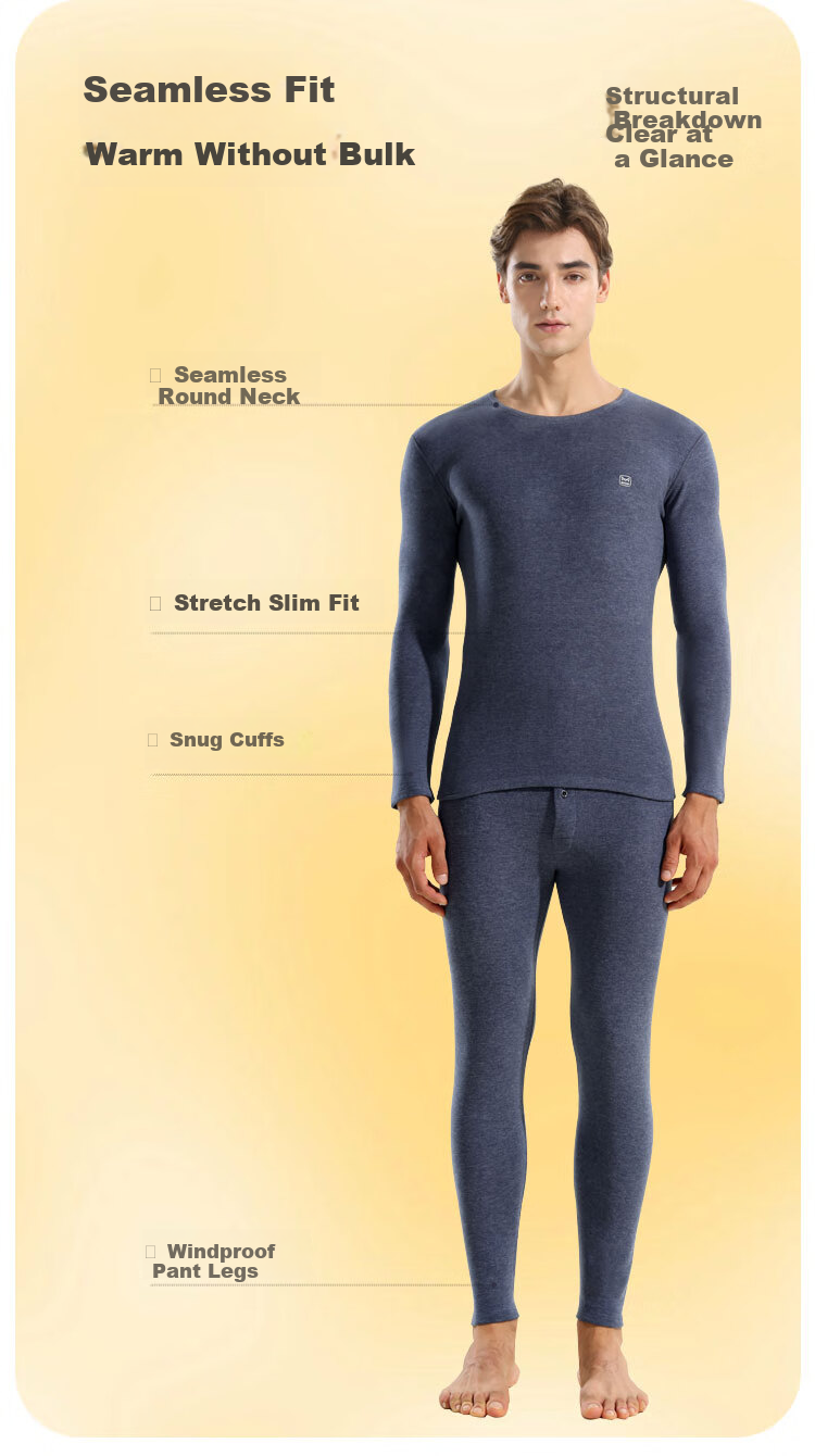MiiOW [Acetate Goose Down Cashmere Silk] German Velvet Thermal Men's Warm Underwear Set Autumn Long Johns Thermal Suit 14