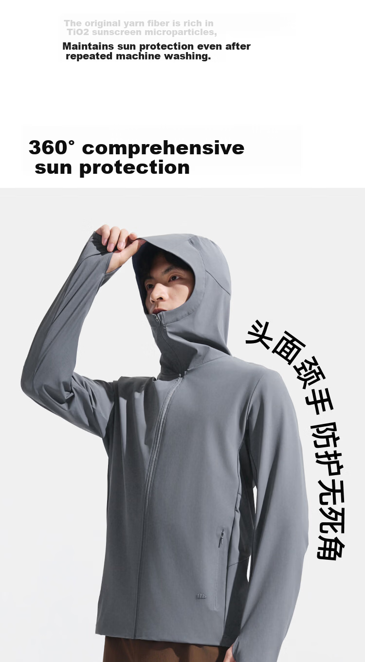 Beneunder Men's Sunscreen Jacket UV Protection Ice Silk Cooling Quick-Dry Breathable Fishing Coat AL017 Frost Milk White L 9
