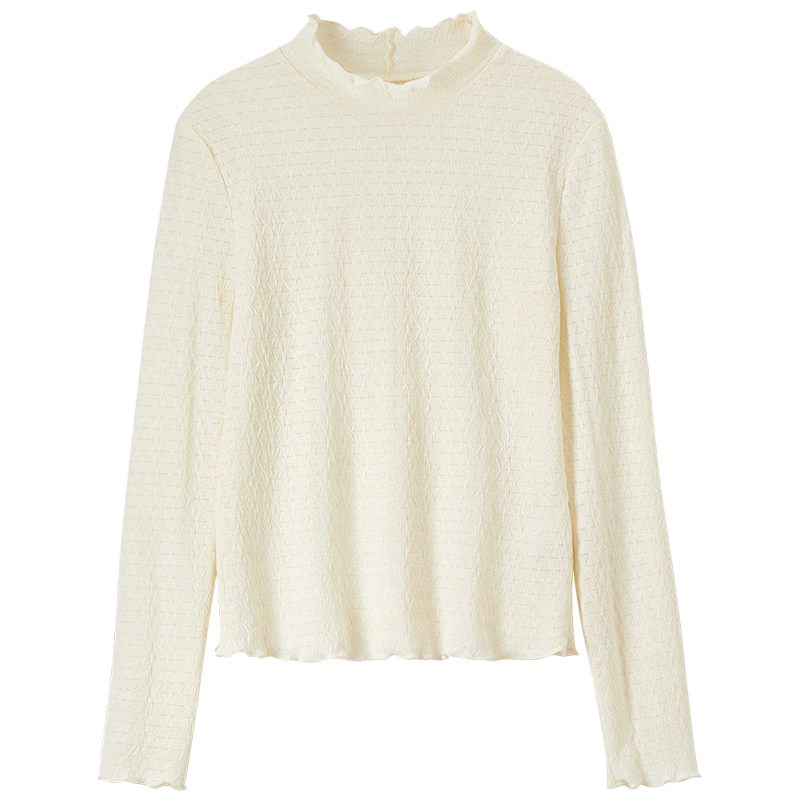 Sentubila Semi-Turtleneck Inner Layer Knit Sweater, Autumn And Winter Top, Petite Women's Warm Long-Sleeve Base Layer, Beige, L