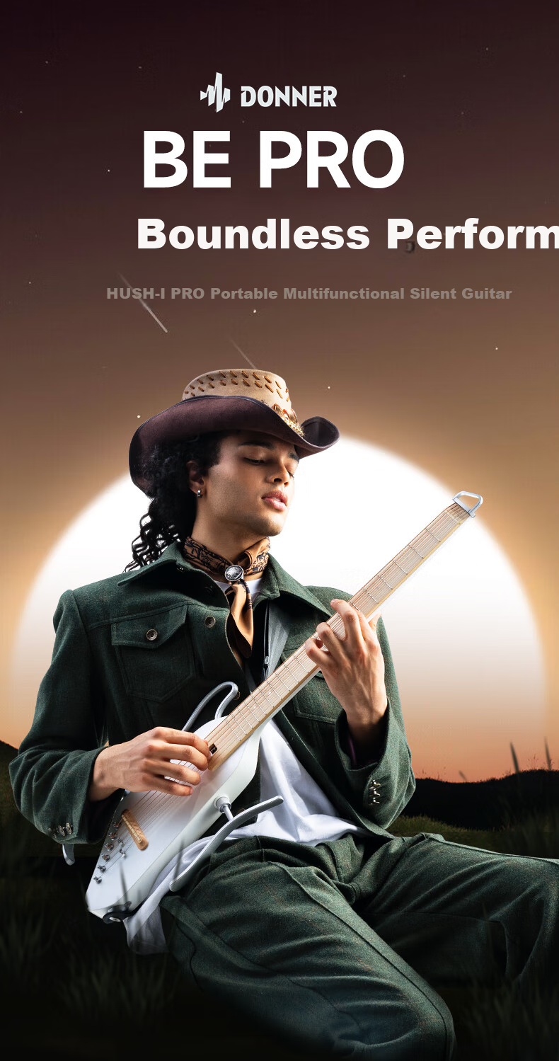 DONNER HUSH-I Pro Silent Acoustic Guitar Pro Portable Smart Folk Guitar Sunset Color 2