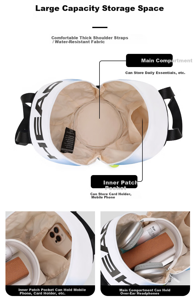 HEAD Large Capacity Crossbody Bag Unisex Shoulder Bag New Commuter Cylinder Fashion Tennis Shape Bag 6