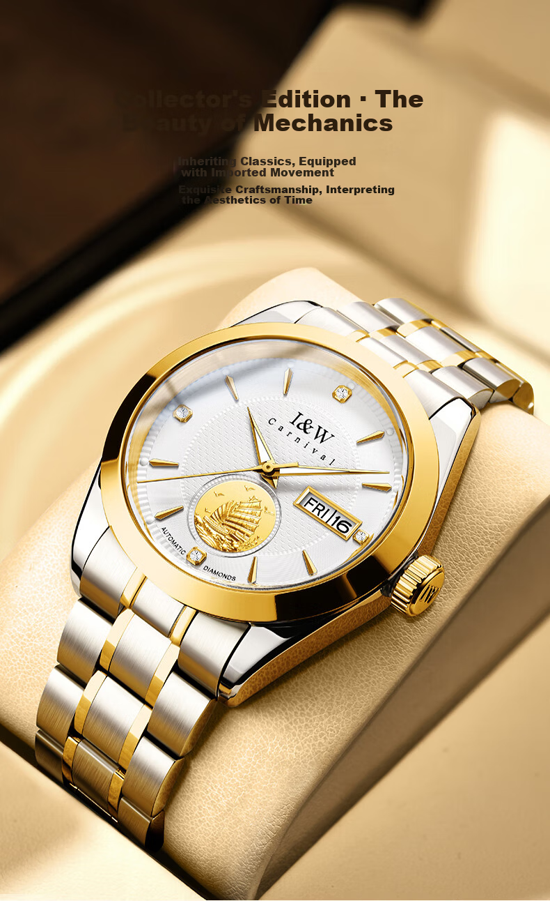 Aiworchi Men's Pure Gold 999 Automatic Mechanical Watch Swiss Top 10 Brand Luxury New Year Gift 8