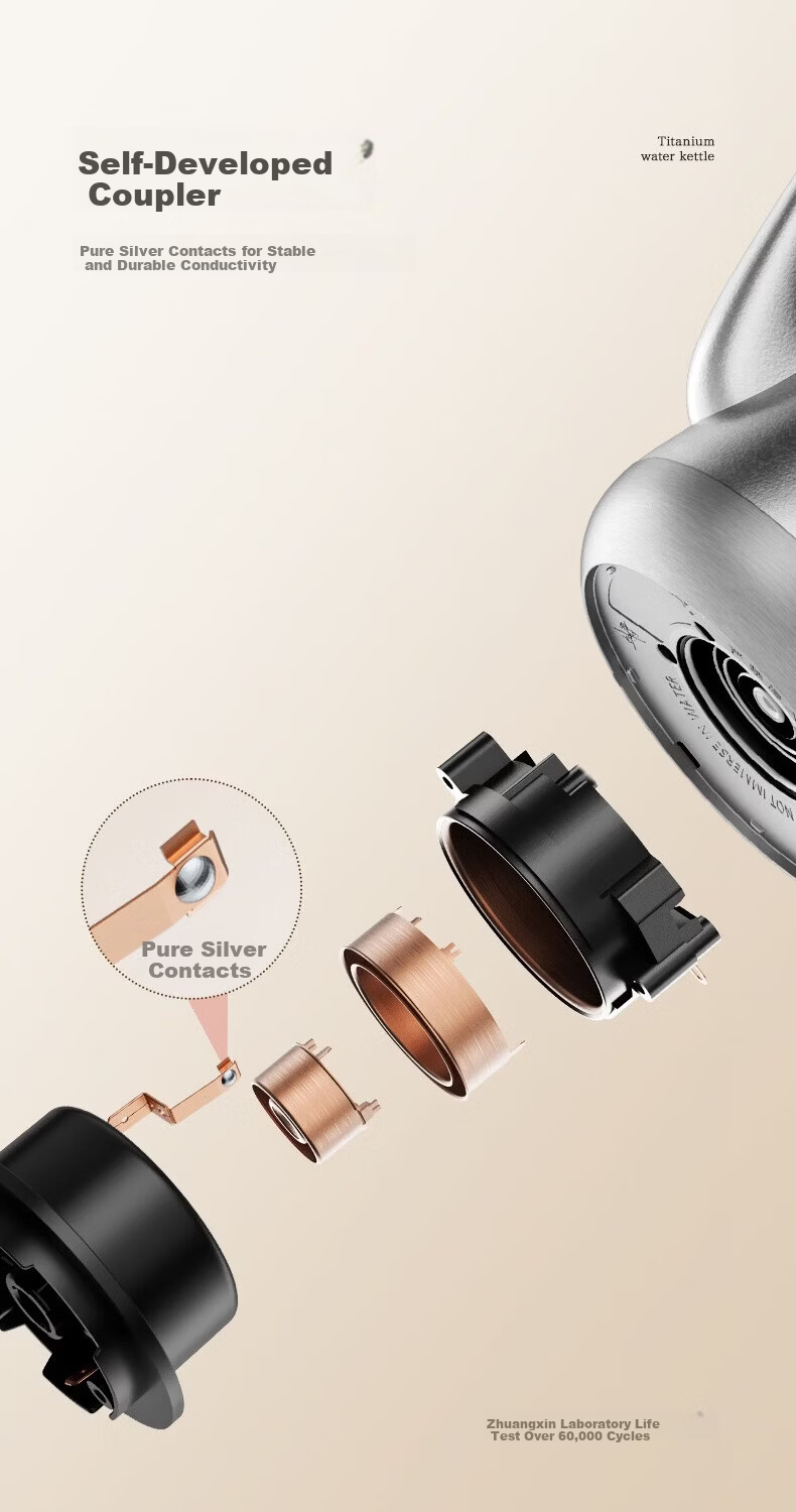 Zhuangxin Titanium Silver Temperature-Controlled Kettle Embedded Tea Table Integrated Fully Automatic Bottom Water Supply Multi-Stage Temperature Control Electric Kettle 8