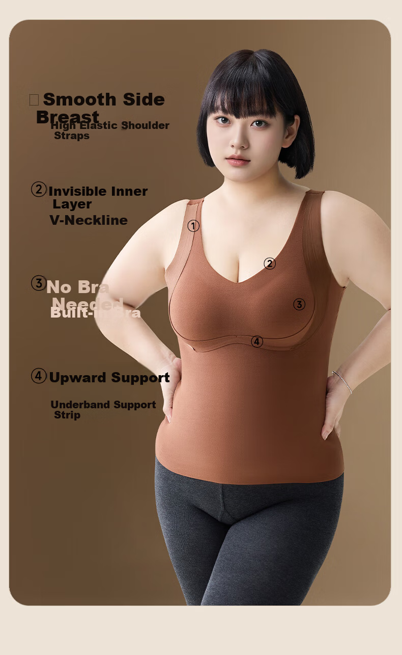 Herbal Original Velvet Warm Vest for Women with Chest Pad Thermal Base Layer High Elasticity Undershirt 2025 Autumn Winter New Edition 11