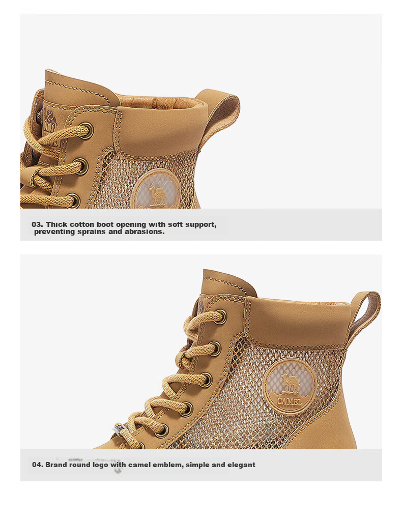 CAMEL Hill Classic Yellow Suede Martin Boots Outdoor Work Boots L23W076065 Pink Size 37 28