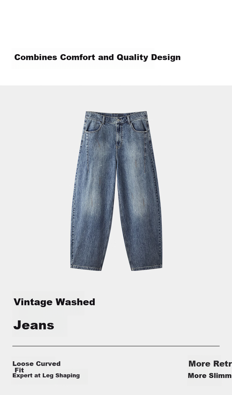Semir Wang Anyu's Same Style, Men's Loose Curved Knife Pants for Summer 2026, Washed Denim Trousers Trendy 109326124114 3