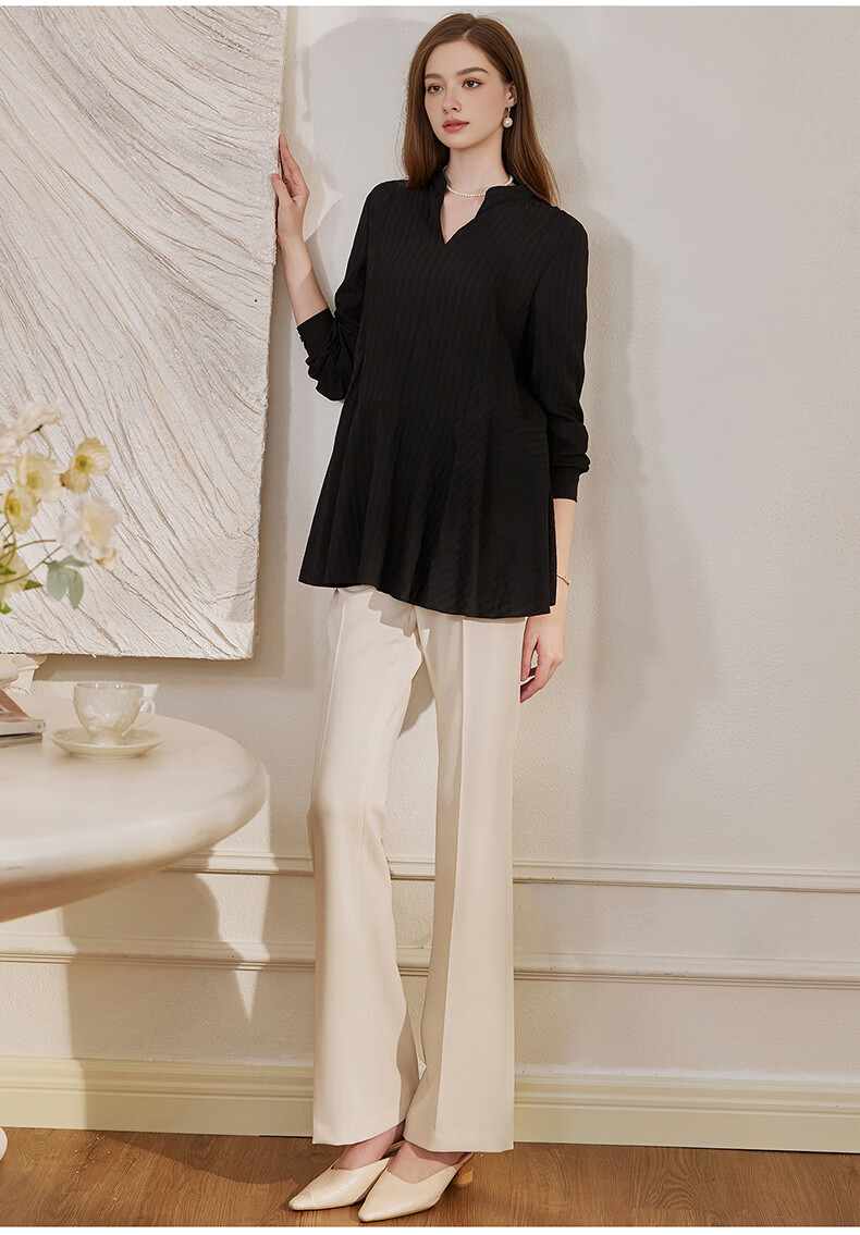 ROEYSHOUSE Women's High-End Commuter Suit Straight-Leg Pants Summer Professional High-Waist Wide-Leg Trousers 08254 Apricot M 6