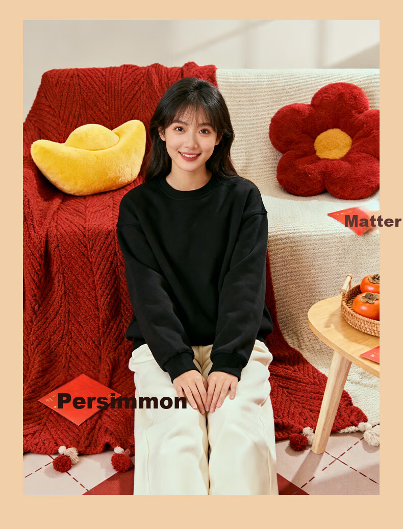 Baleno Red Fleece-Lined Warm Plus Size Long Sleeve Women's Sweatshirt 2026 Year of the Horse New Year Inner Wear Top for Women 11