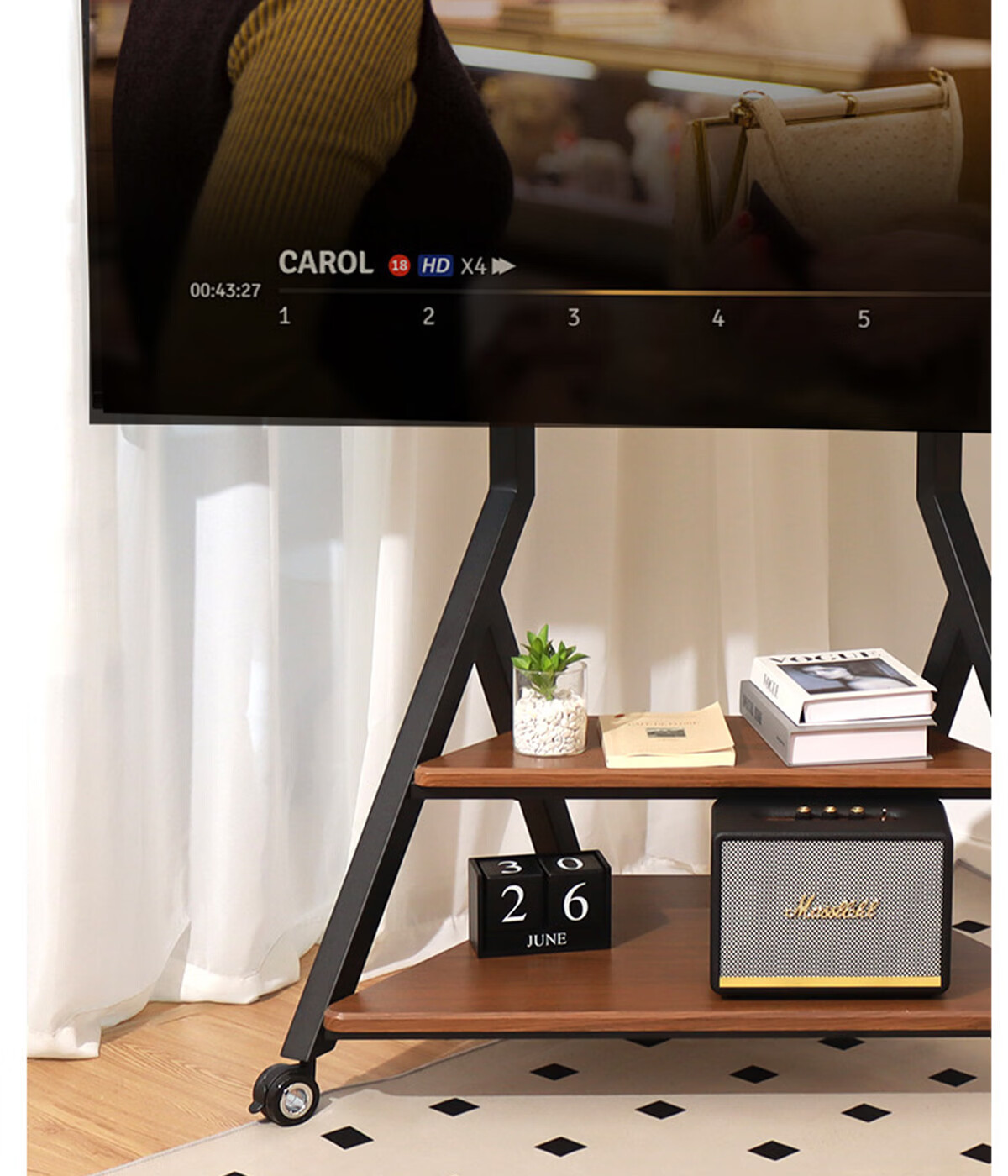CABTE 55-86 Inch TV Art Mobile Stand Floor TV Cart Multi-Brand Universal TV Mount Mobile TV Cabinet Rack 11