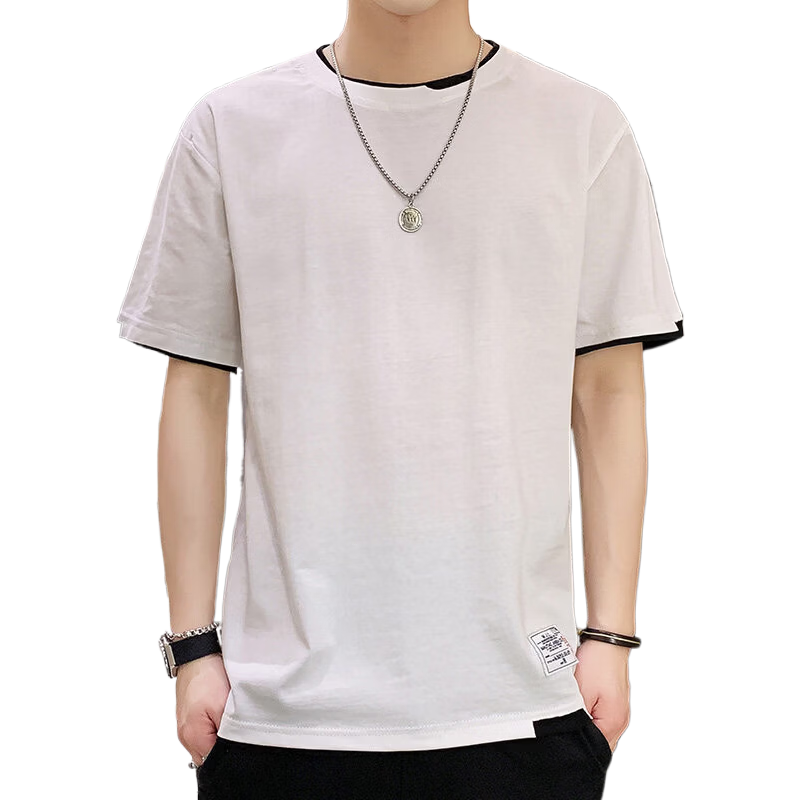 JEEP SPIRIT Classic Two-in-One Style Short Sleeve Men's Cotton T-Shirt Dark Gray 3XL
