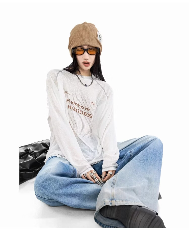 ICH MODE Lyocell Hassu Thread Long Sleeve T-Shirt Physical Sun Protection Cover-Up Women Summer Cooling Loose Top Pink M 18