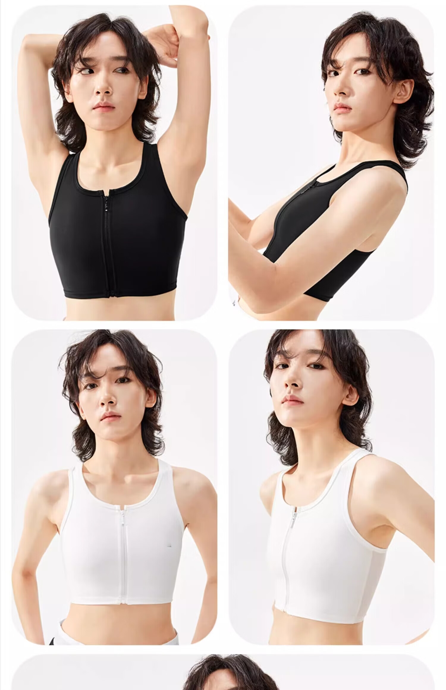 Caramella Ice Silk Breathable Zip-up Vest Bra for Large Bust, Chest Minimizer, Student Chest Binder, Cosplay Light Compression Underwear 22