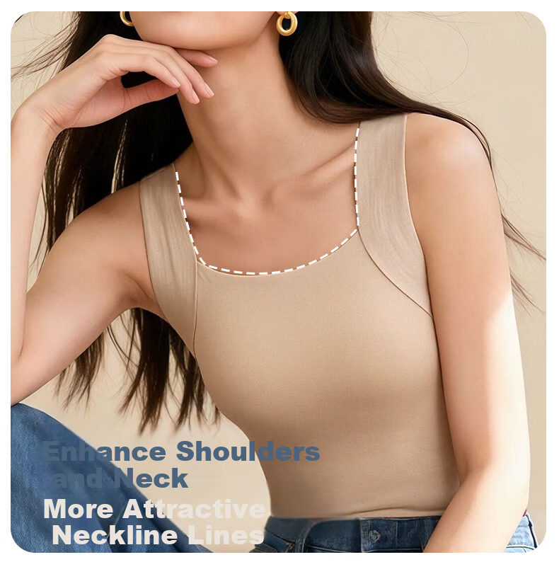 GUJIN Seamless Thermal Vest for Women with Chest Pad, Bra-Free Autumn Winter Integrated Base Layer Underwear 10