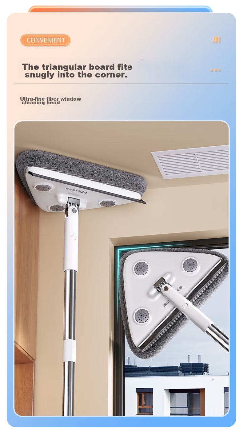 Jiabangshou Triangle Glass Cleaner, 2025 Model, for Home Use, Ceiling Cleaner, Cabinet And Wall Cleaner, Cleaning Tool, All-In *2 Pieces of Cloth 2