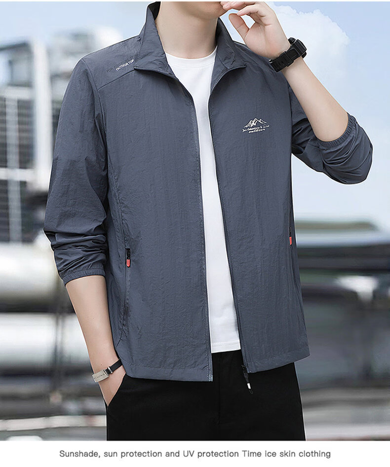 RED DRAGONFLY Men's Sunscreen Jacket Fashion Simple UPF50+ Cooling Lightweight Breathable Comfortable Versatile Skin Jacket 18