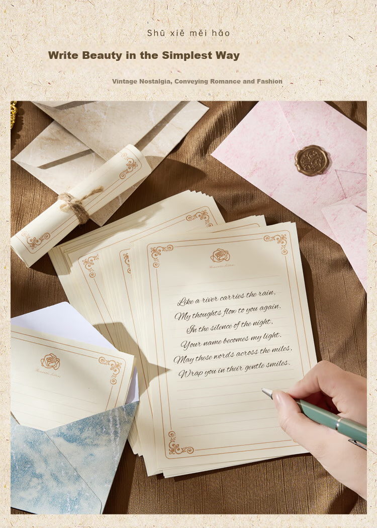 Kingdee Premium Romantic Love Letter Envelope and Stationery Set Teacher's Day Birthday Gift Handwritten Envelope Confession Card Postcard Naifu Envelope BCBQ153 5